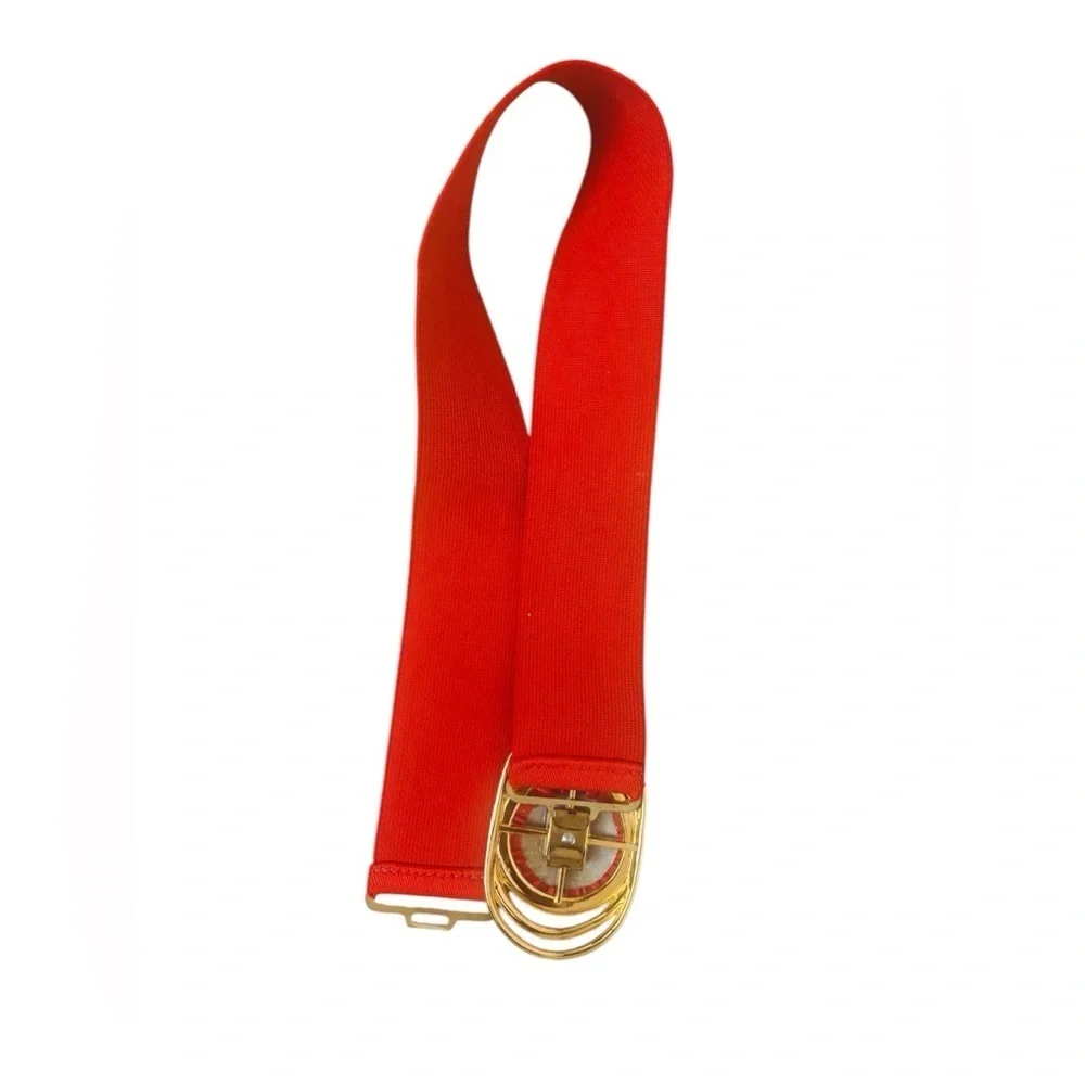 Elegant Red Belt with Gold Accents